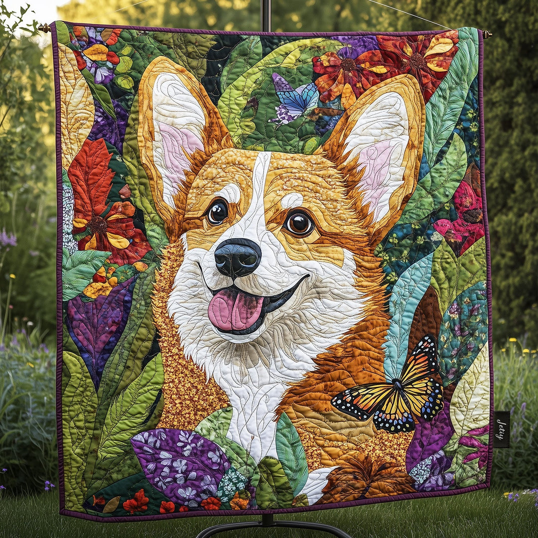 Royal Corgi Charm Quiltet Tæppe
