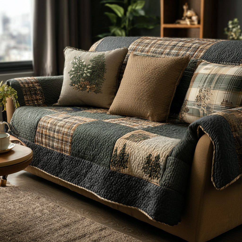 Rustik Hytte Quiltet Sofa Dække