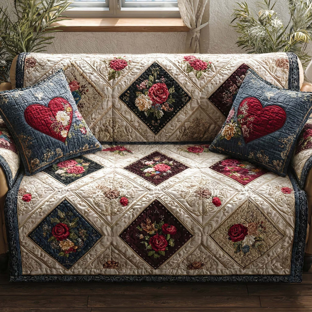 Rustik Landlig Hjerte Quiltet Sofa Dække