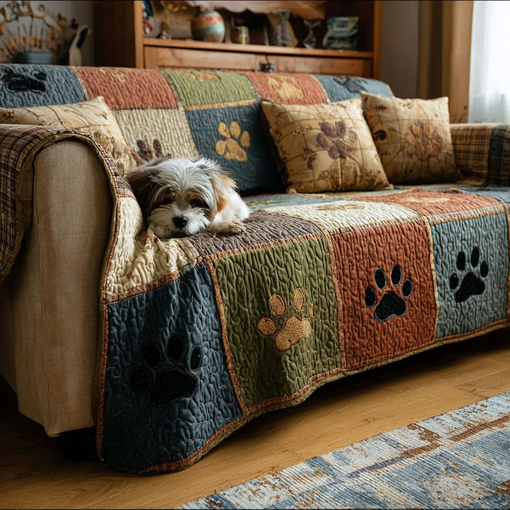 Paw Quilted Sofa Cover