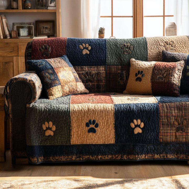 Pet Paw Quilted Sofa Cover