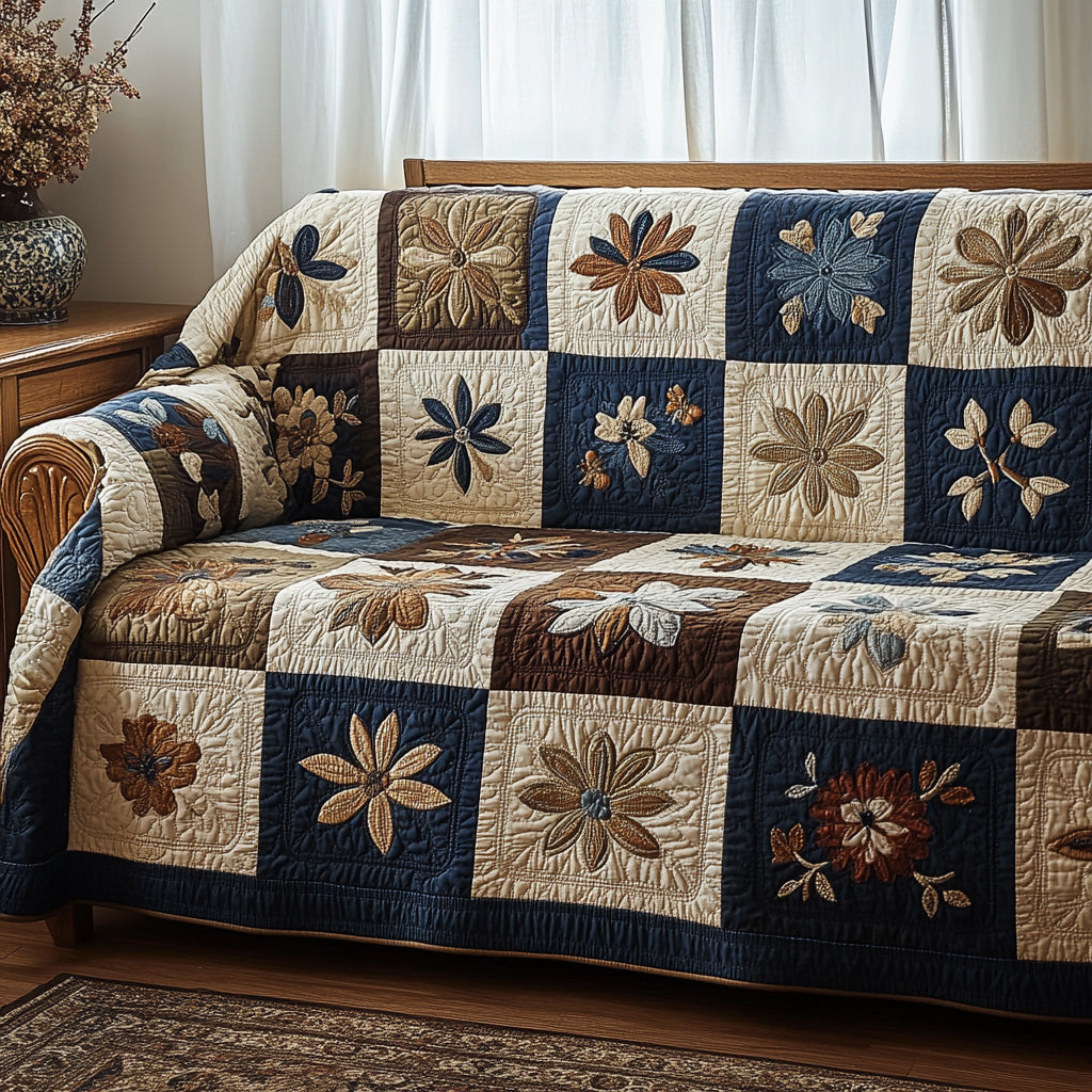 Rustik Petal Harmony Quiltet Sofa Cover