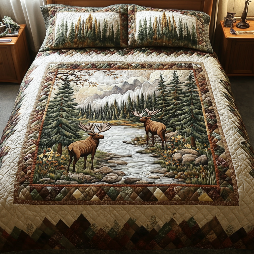 Rustic Serenity 3-delt quiltet sengetøjssæt