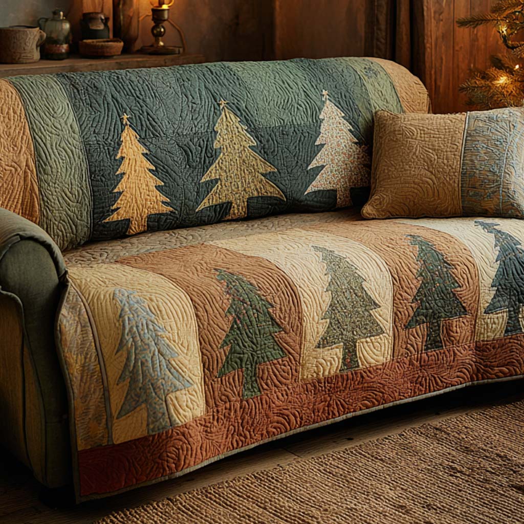 Rustik Vinter Fyrretræ Quilted Sofa Dække