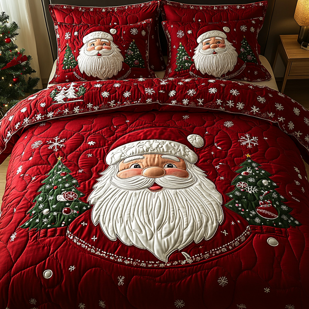 Santa Glow 3-delt quiltet sengetøjssæt