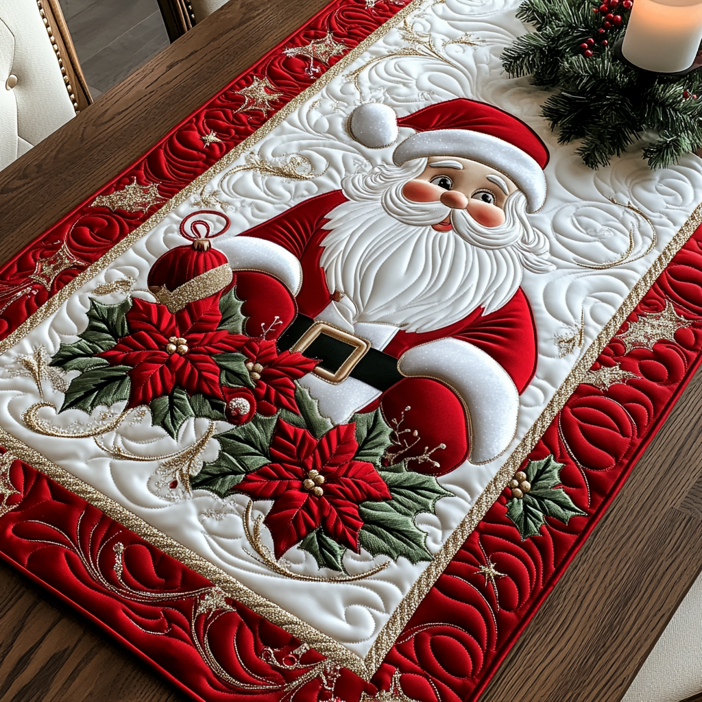 Santa Joy Quilted Table Runner