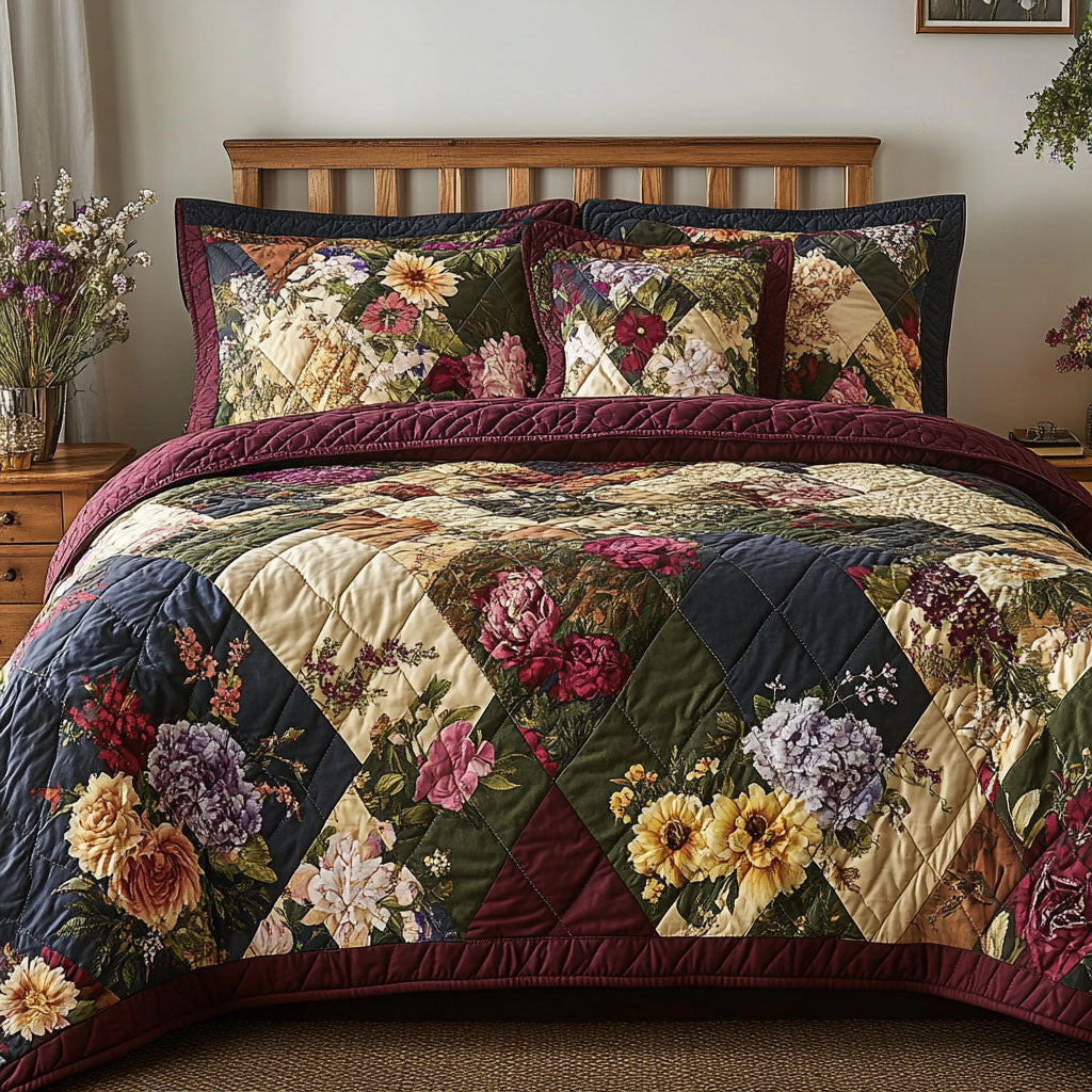 Hemmelige Have Blomster 3-Piece Quiltet Sengetøj Sæt