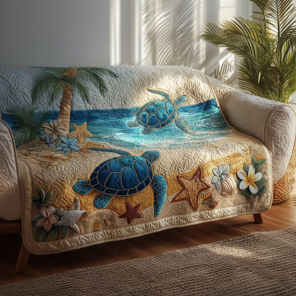 Shoreline Serenity Quilted Sofa Cover