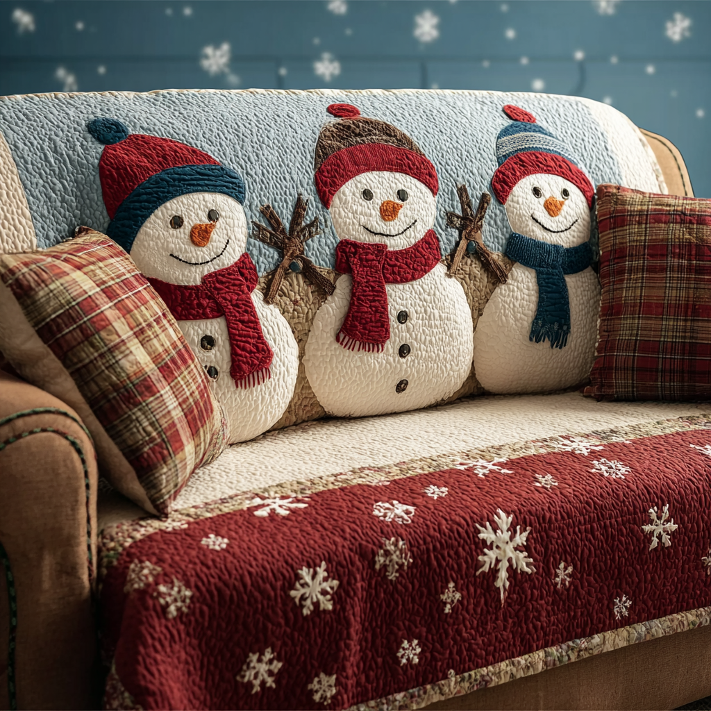 Smilende Snemand Quilted Sofa Dække