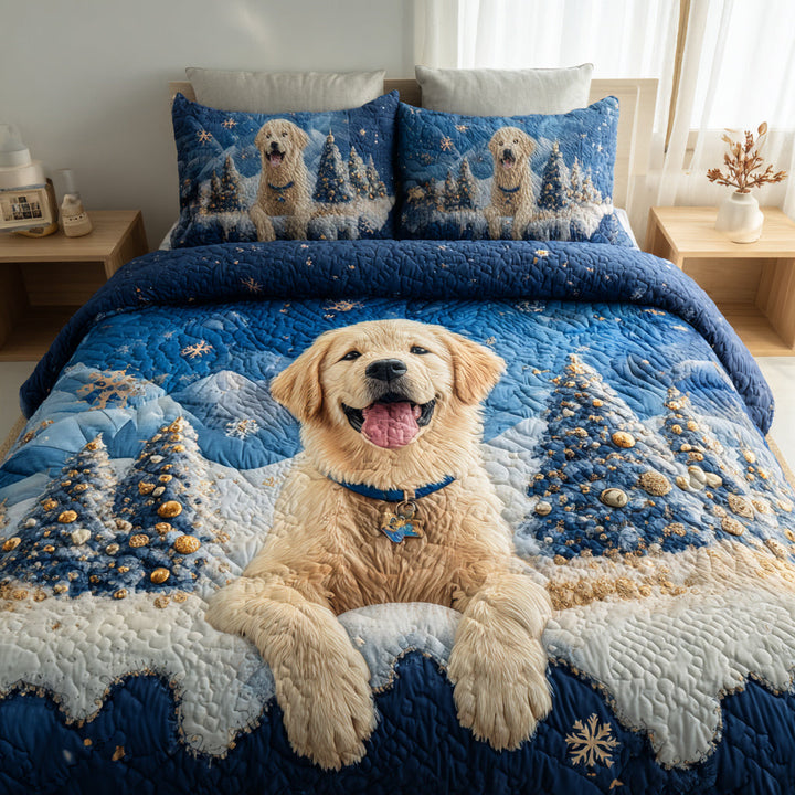 Golden Retriever 3-delt quiltet sengetøjssæt