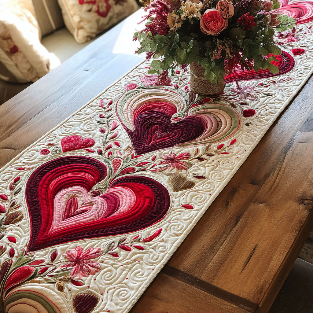 Bløde Petals og Dybde Hjerter Quilted Bordløber