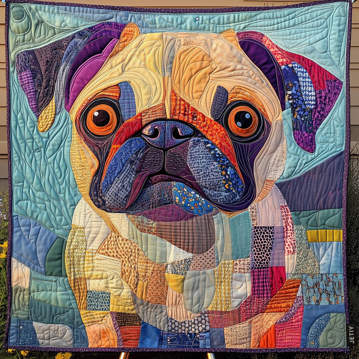 Squishy Pug Love Quilted Blanket