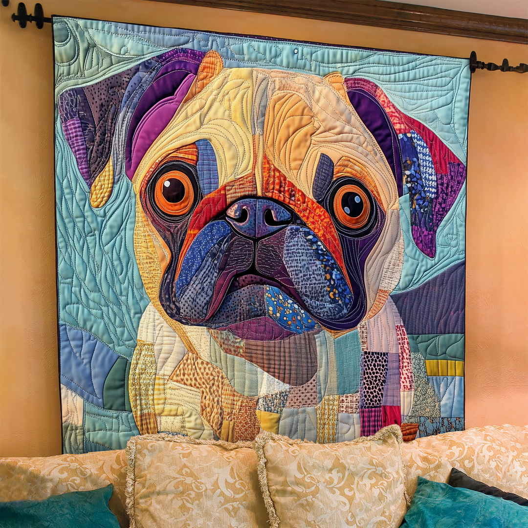 Squishy Pug Love Quilted Blanket