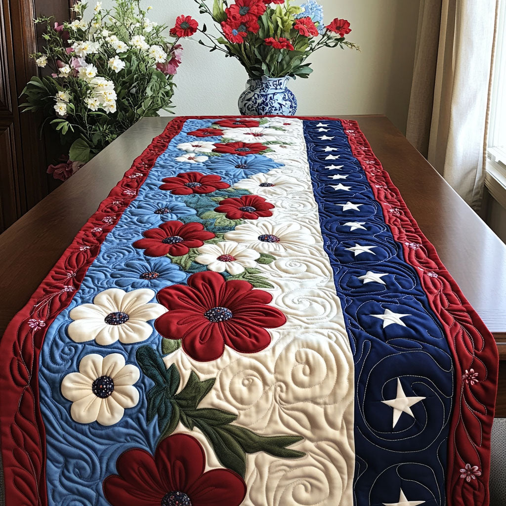 Stars and Stripes Forever Quilted Table Runner