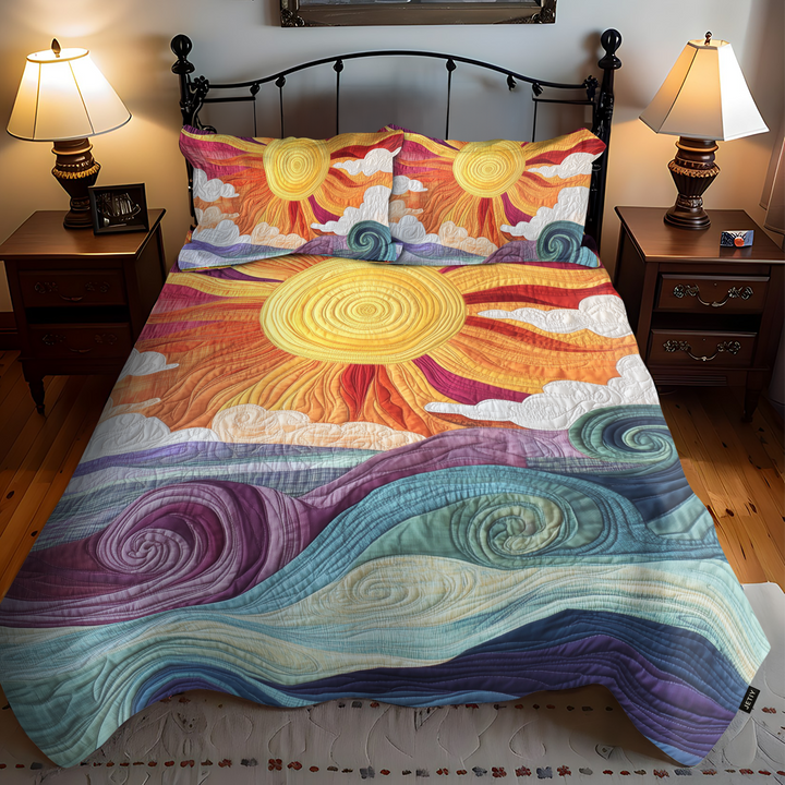Sunburst Delight 3-delt Quiltet Sengetøjssæt