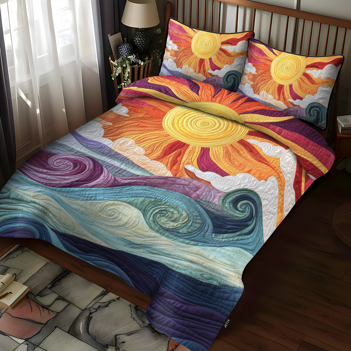 Sunburst Delight 3-delt Quiltet Sengetøjssæt