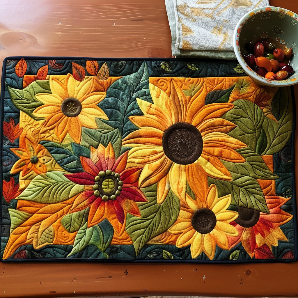 Solblomster Have Quilted Bordskåner
