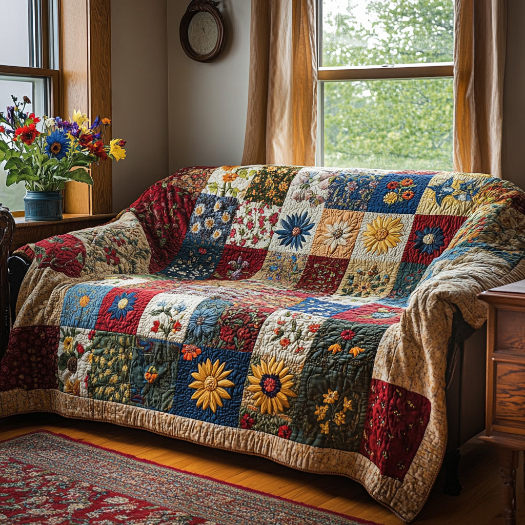 Solbeskinnet Have Glød Quilted Sofa Dække