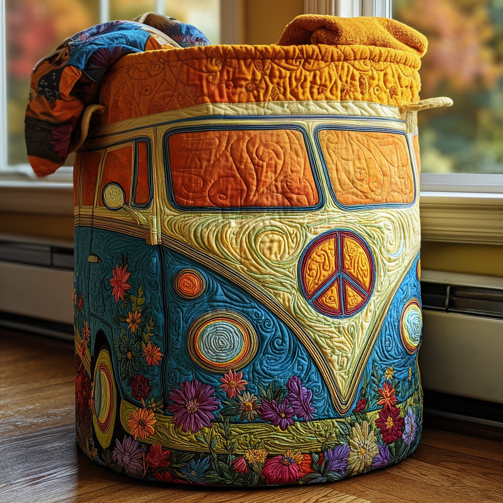 Hippie Bus Blomster Quiltet Vasketøjskurv