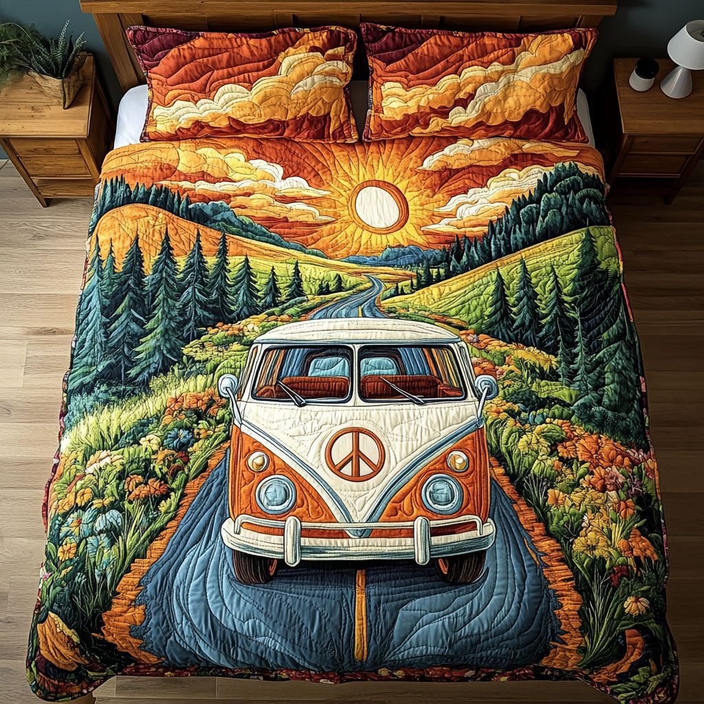 Hippie Van 3-delt quiltet sengetøjssæt