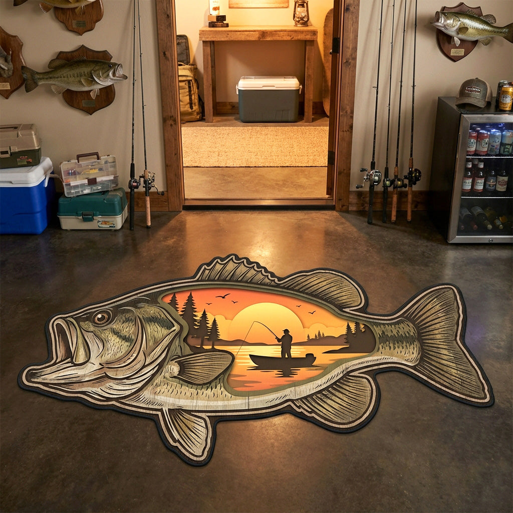 Sunset Bass Custom Shape Area Rug
