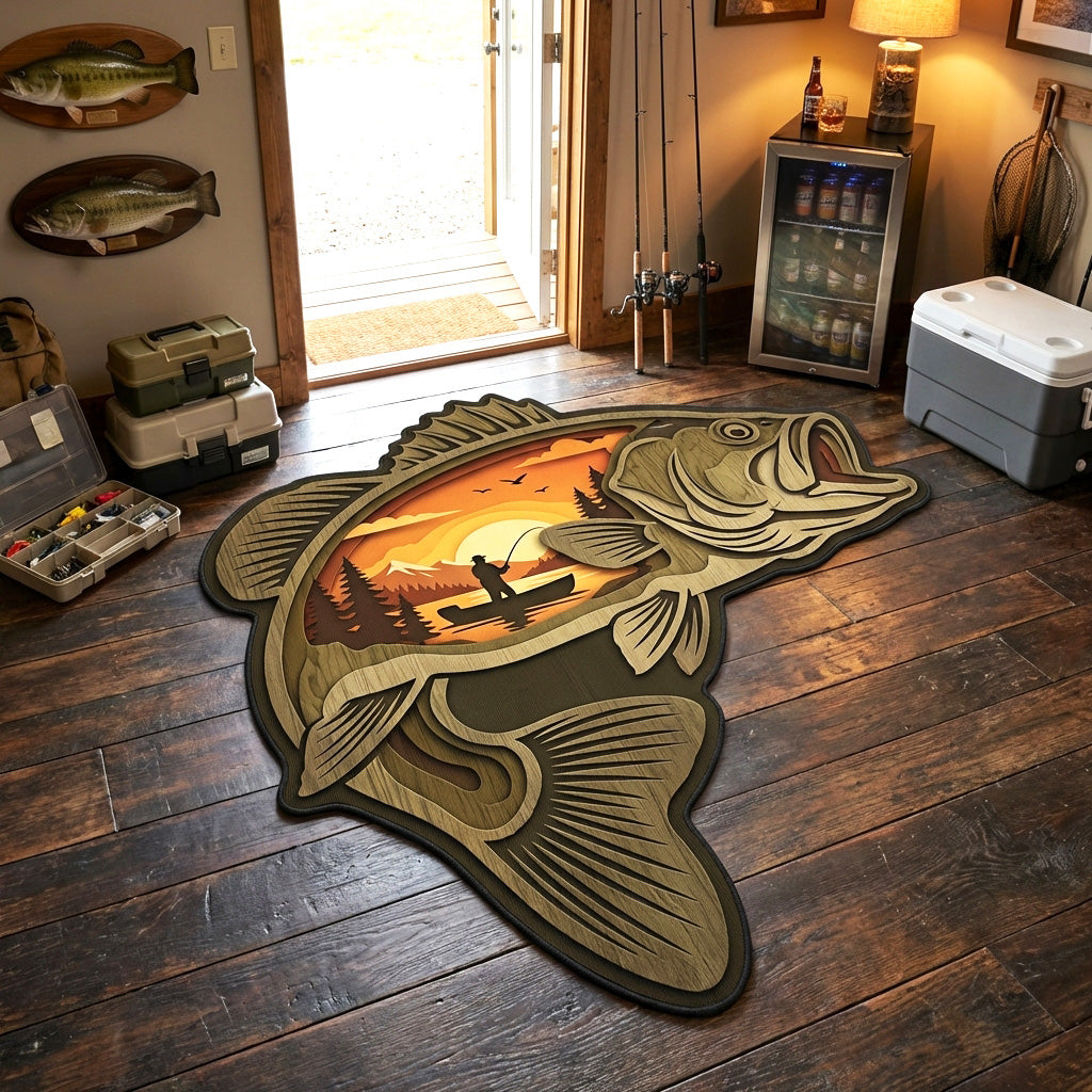 Sunset Bass Custom Shape Area Rug