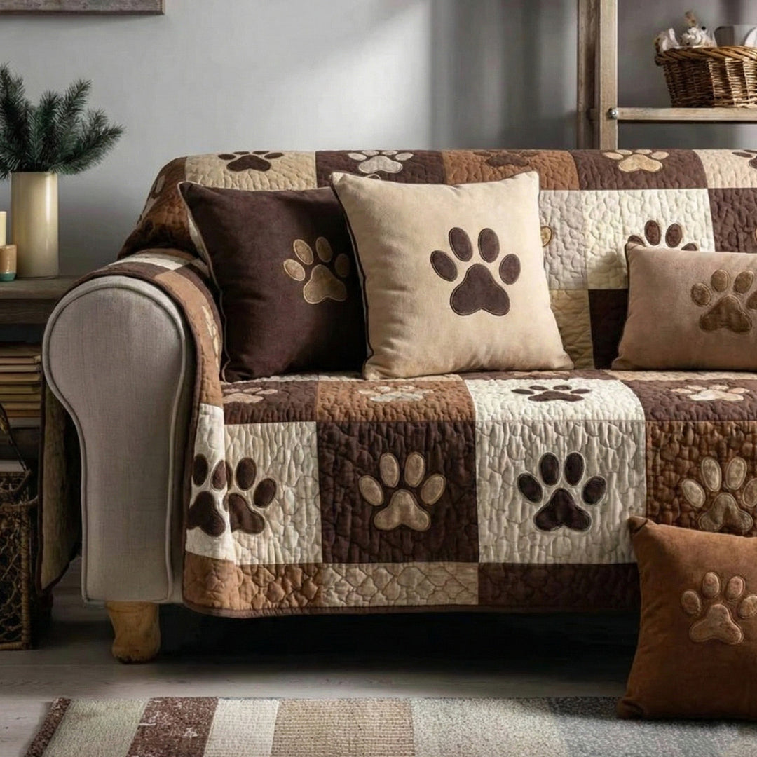 Søde Poteaftryk V2 Quilted Sofa Cover