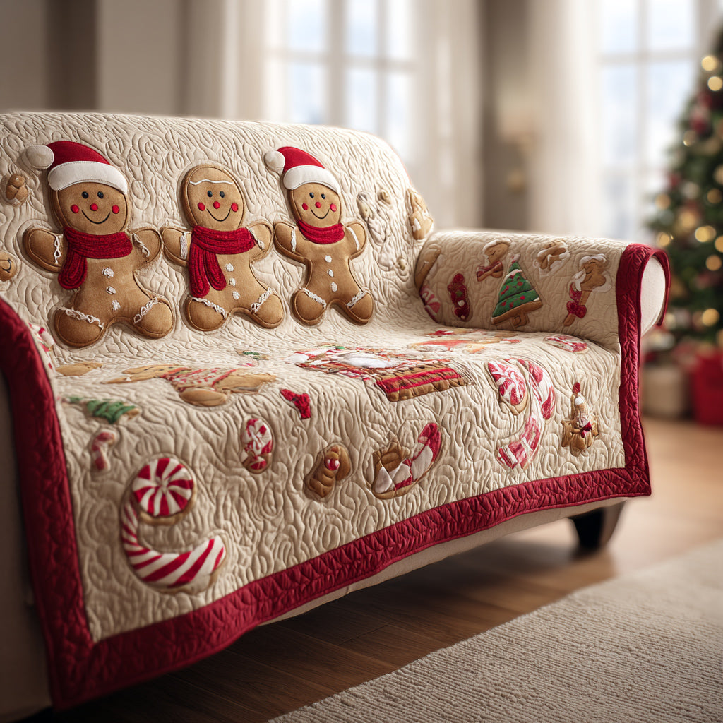 Sød Ingefærbrød Mand Quilted Sofa Dække