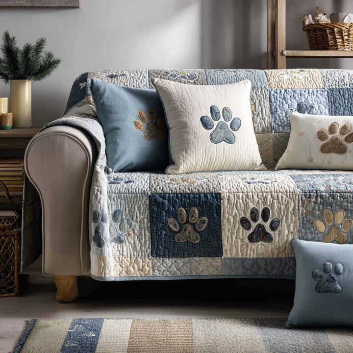 Pet Paw Quilted Sofa Cover