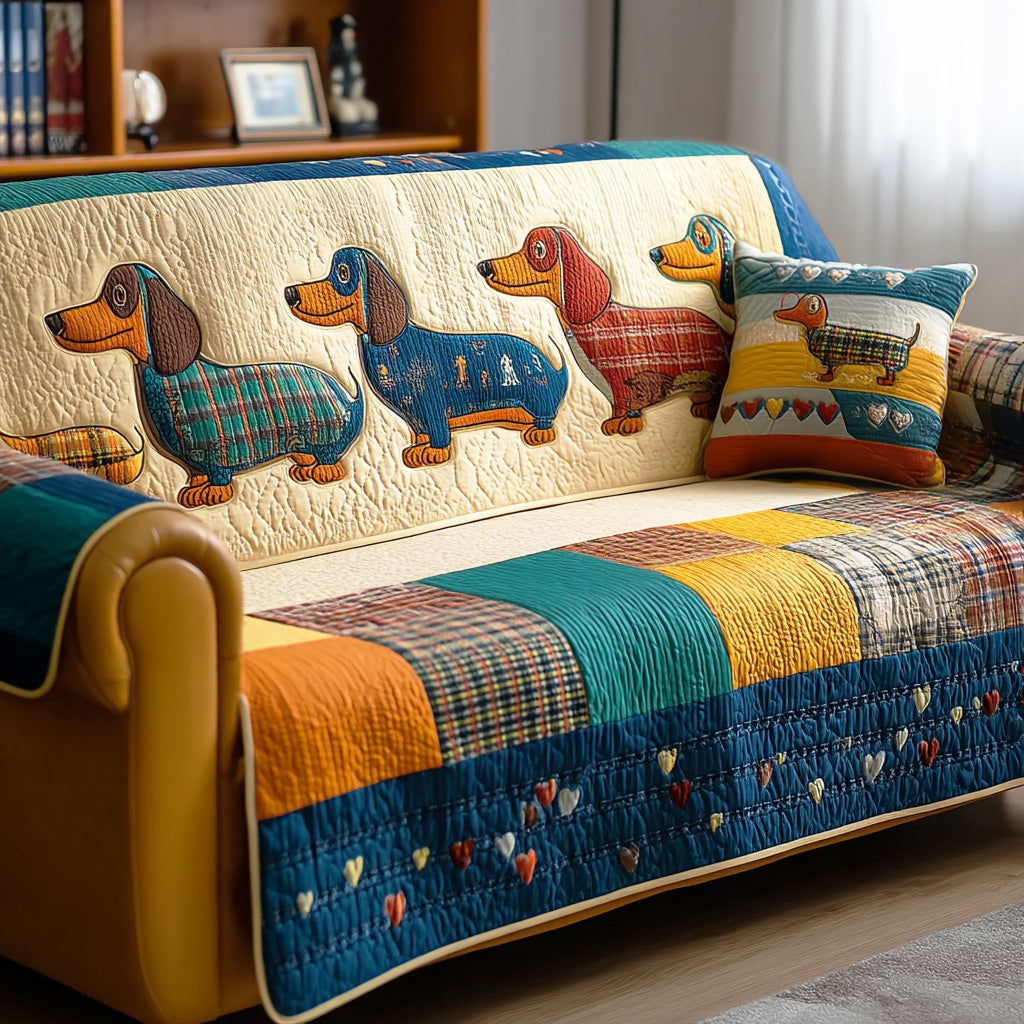Sød Vovse Hund Quilted Sofa Dække