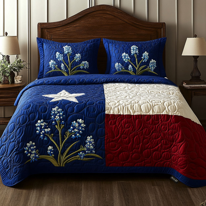 Texas Pride 3-delt quiltet sengetøjssæt