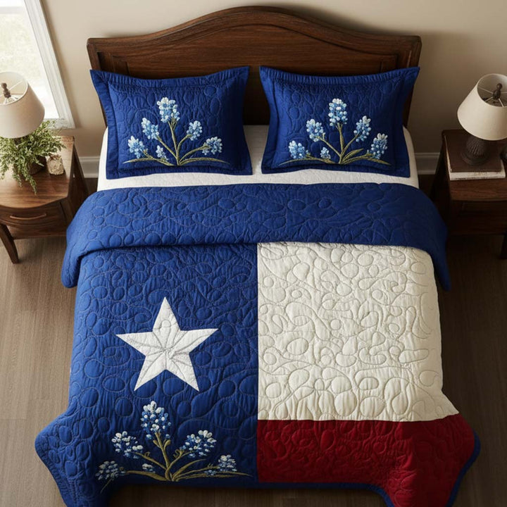 Texas Pride 3-delt quiltet sengetøjssæt