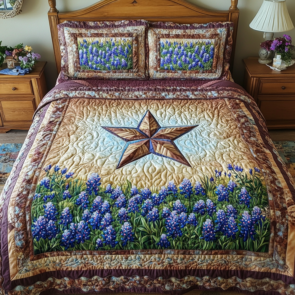 Texas Pride 3-delt quiltet sengetøjssæt