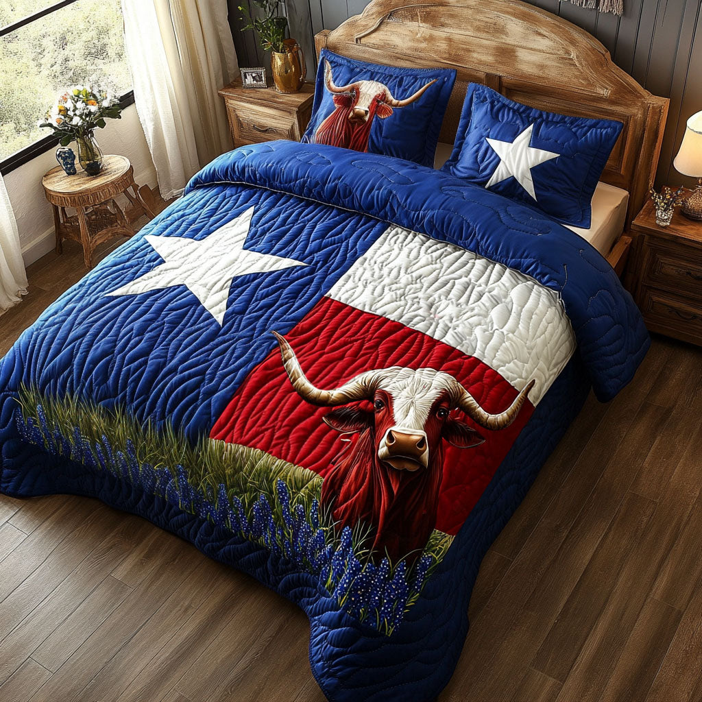 Texas Pride 3-delt quiltet sengetøjssæt
