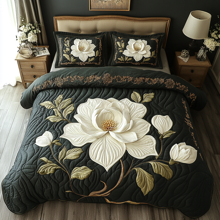 Magnolia 3-delt quiltet sengetøjssæt