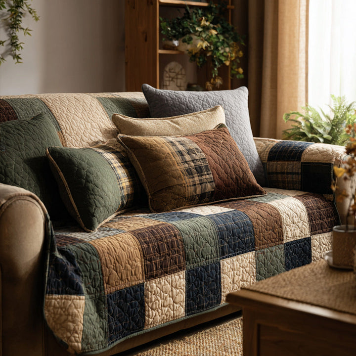 Farmhouse Patchwork Quilted Sofa Cover