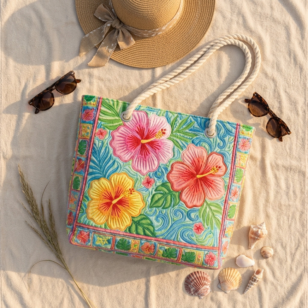 Strandtaske - Hibiskus Glæde