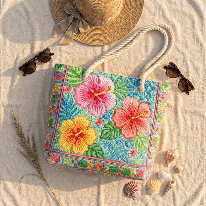 Strandtaske - Hibiskus Glæde