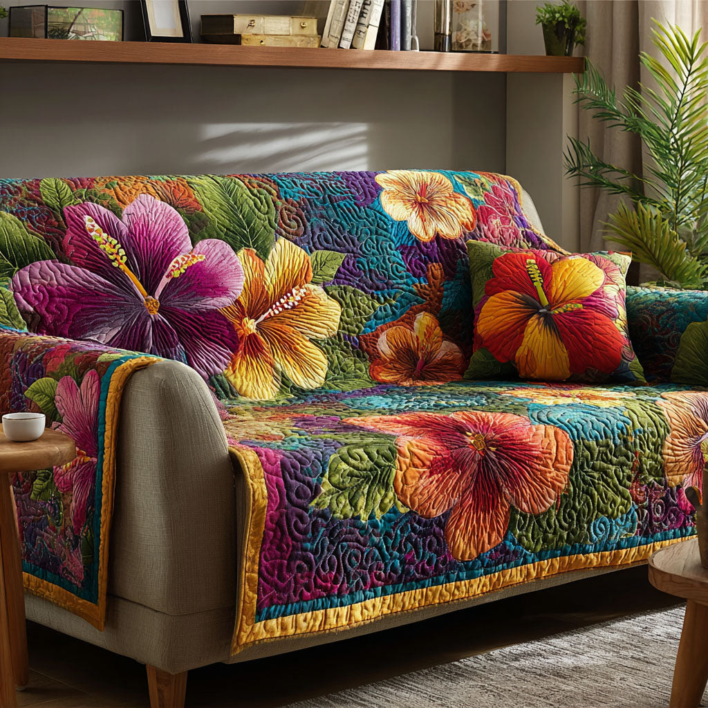 Tropisk Bloom Polstret Sofa Dække
