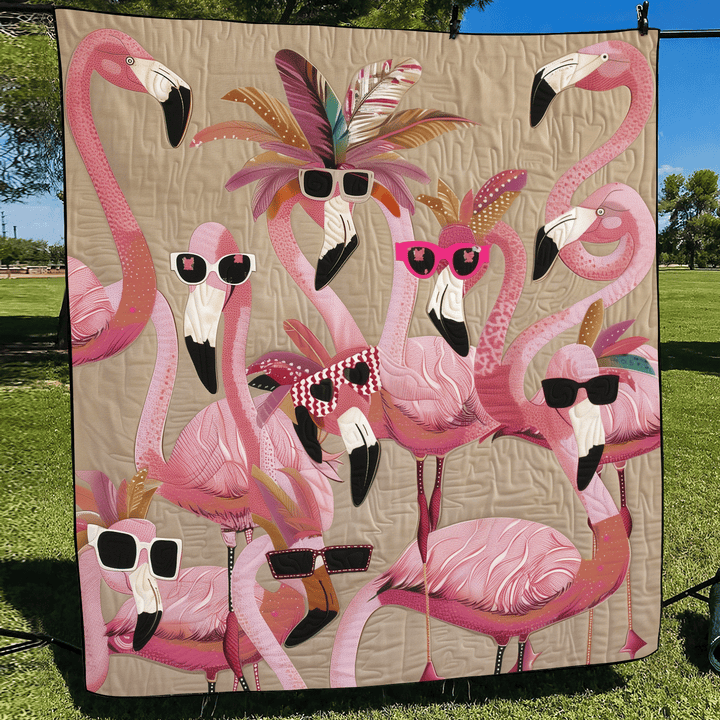 Tropisk Flamingo Delight Quiltet Tæppe