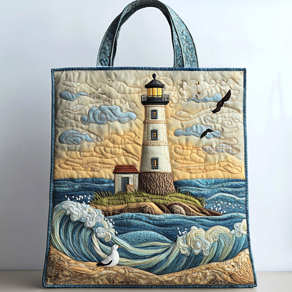 Twilight Lighthouse Quillow Tote Bag