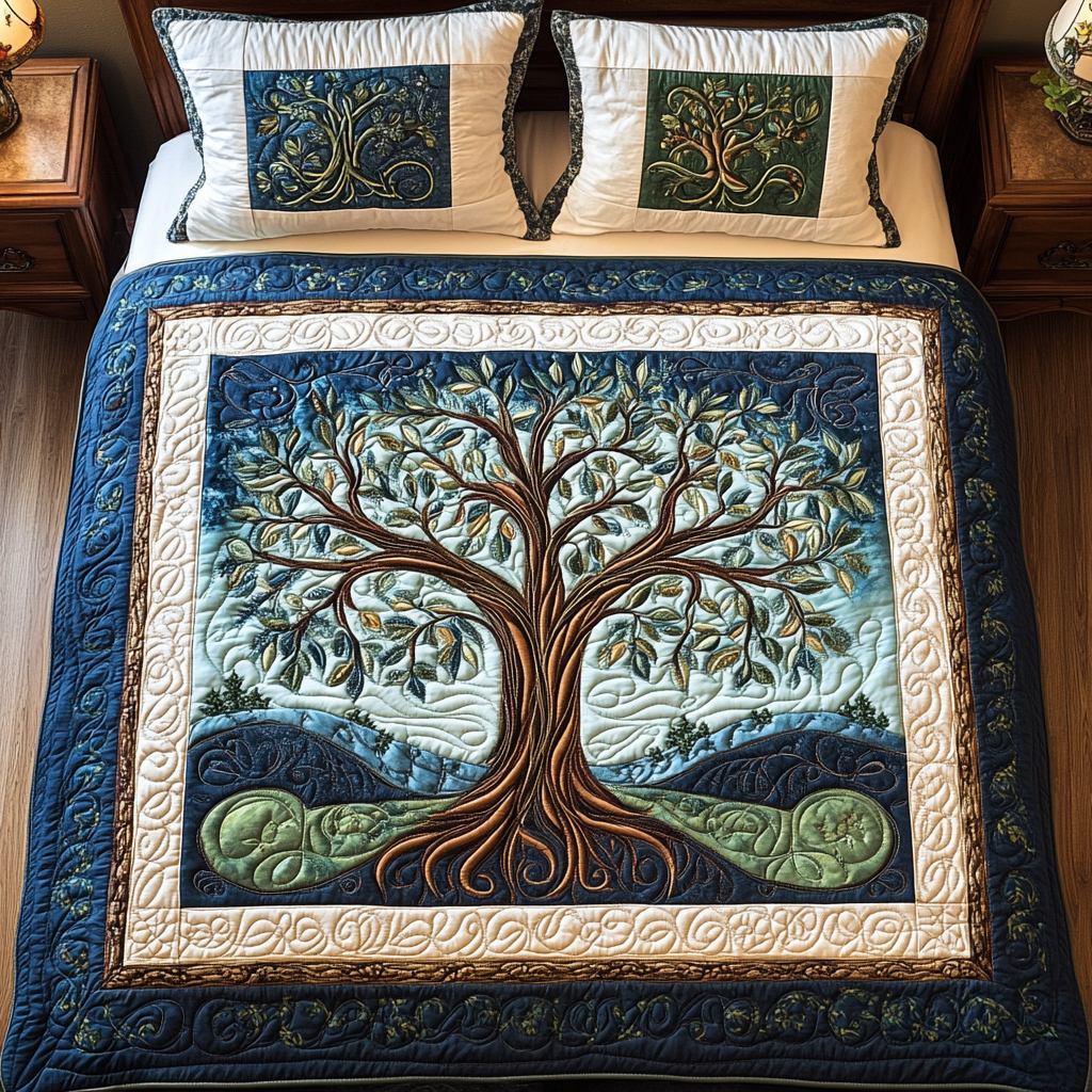 Tree Of Life 3-Piece Quilted Bedding Set