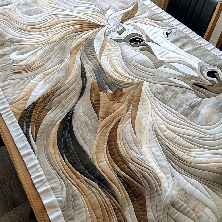 Vibrant White Horse Quiltet Bordløber