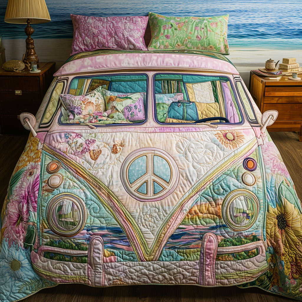 Hippie Van 3-delt quiltet sengetøjssæt