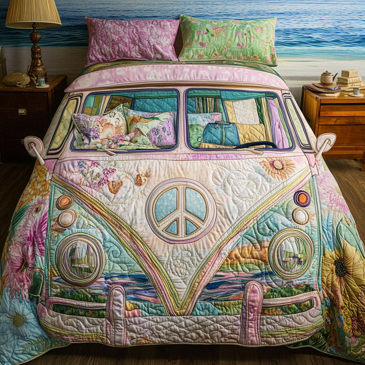 Hippie Van 3-delt quiltet sengetøjssæt