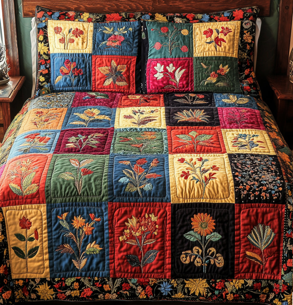Patchwork 3-delt quiltet sengetøjssæt