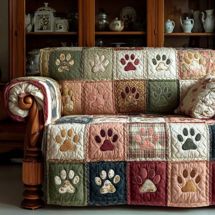 Paw Quilted Sofa Cover