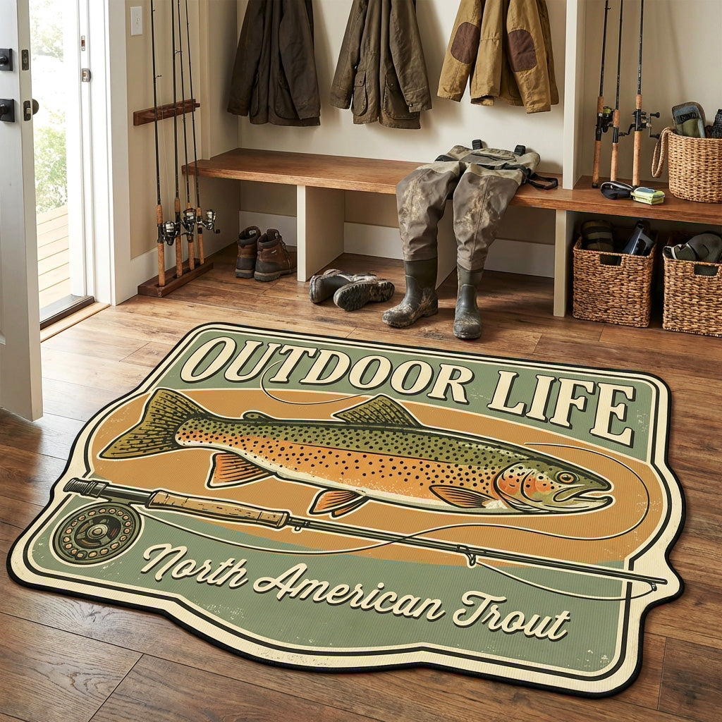 Vintage Trout Custom Shape Area Rug