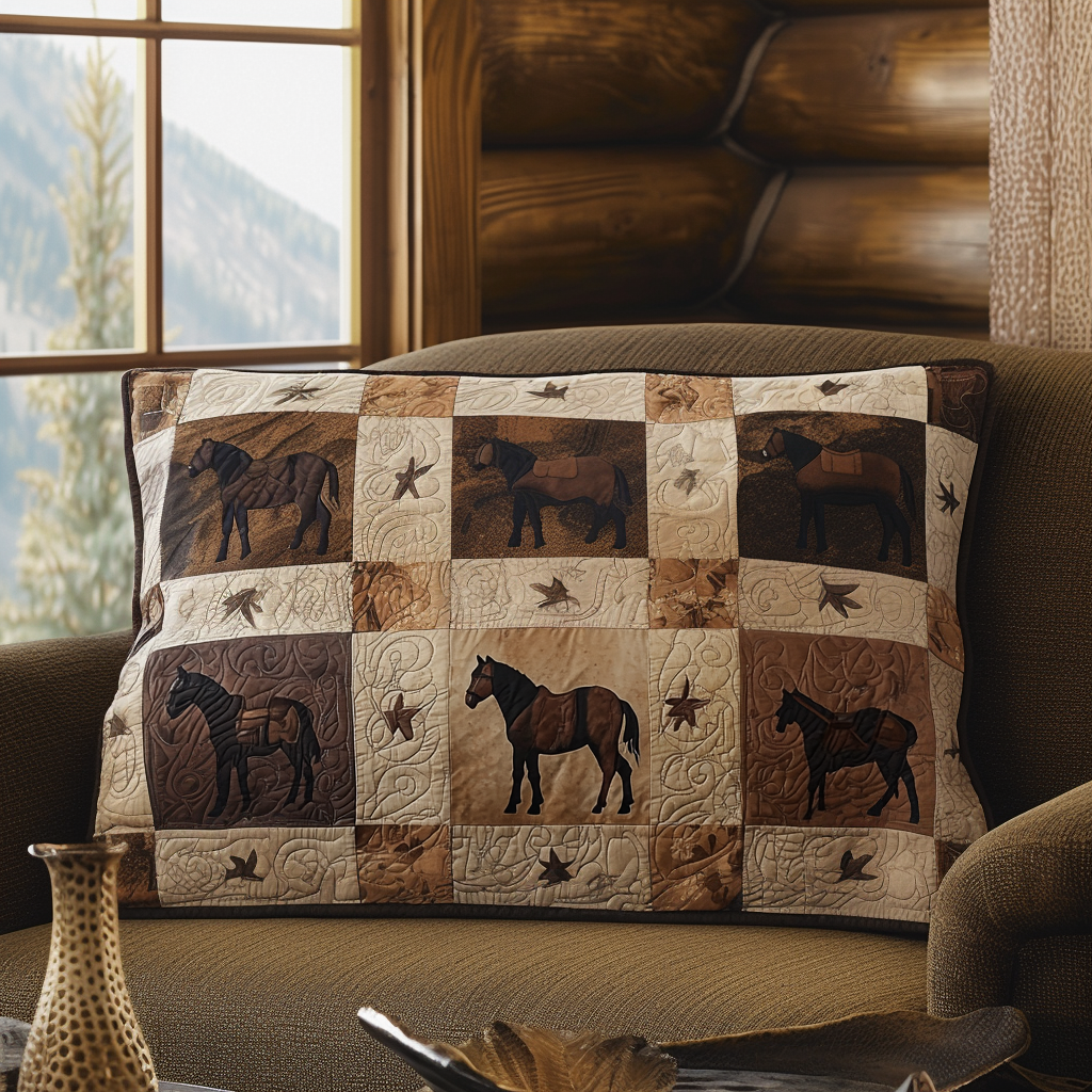 Wild Mustang Quilted Bedding Pillow Case