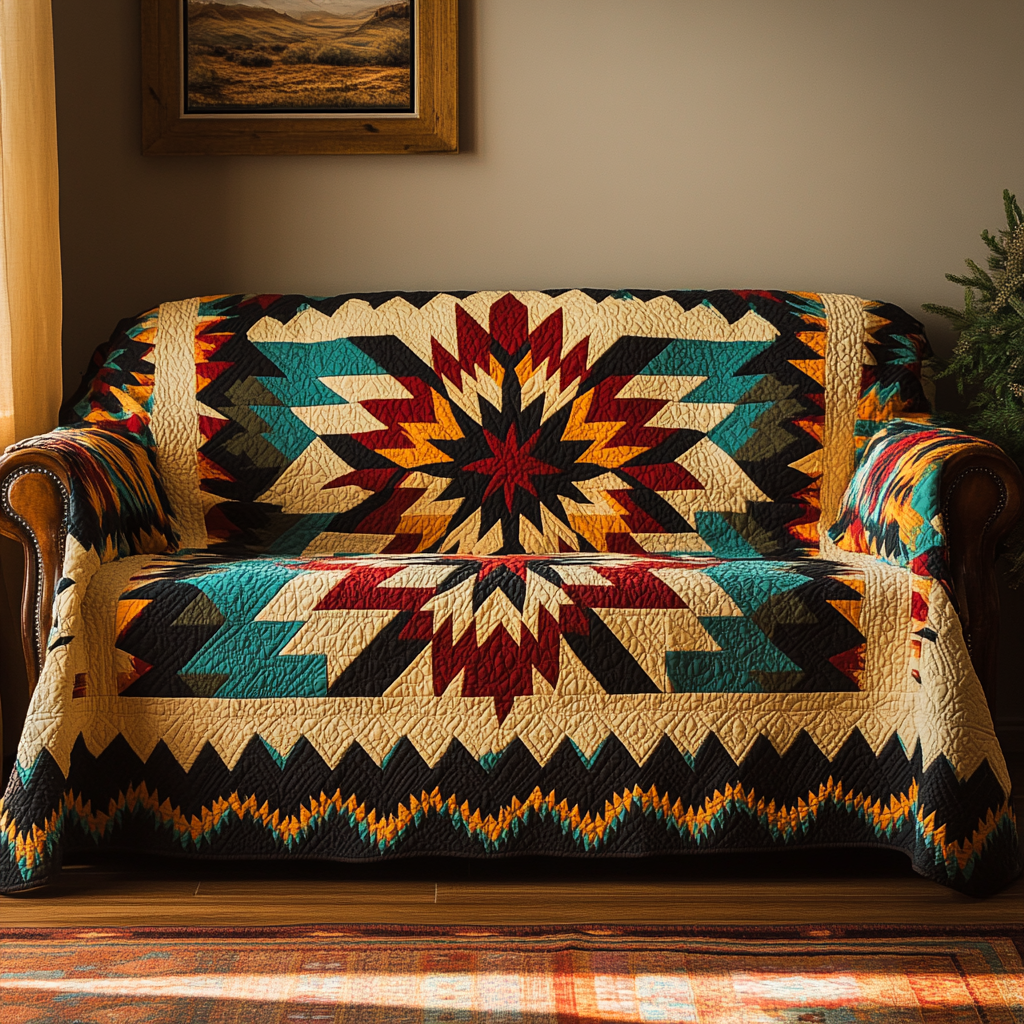 Wild Ember Quilted Sofa Cover